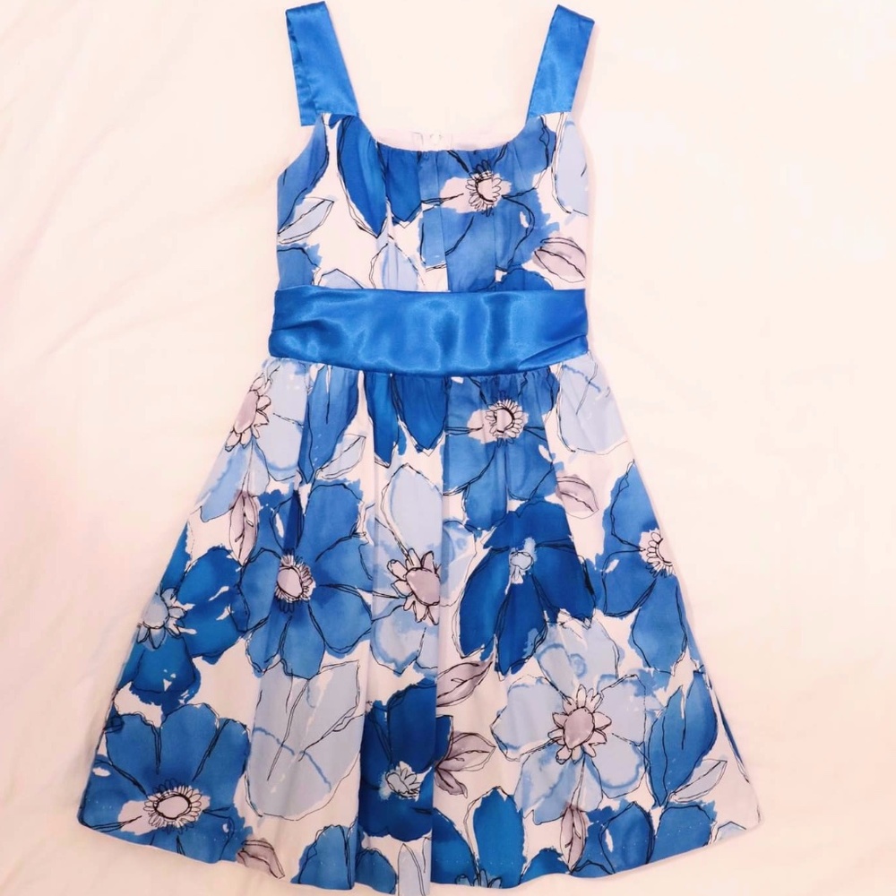 Rare Editions Blue Floral Dress